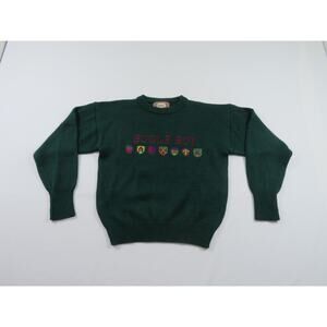 Bugle Boy Knit Embroidered Green Sweater Sz M 1990s